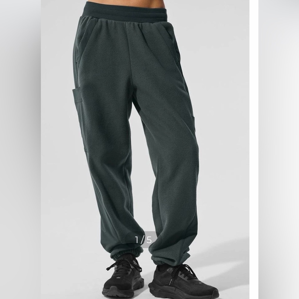 Like NEW ALO Polar Fleece Wintry Mix Pant charcoal green size S